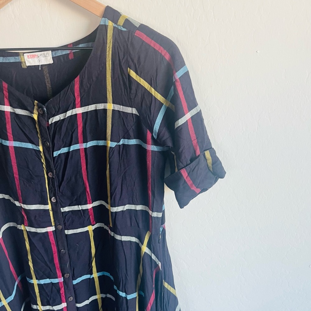 Bombay Paisley Women’s Striped Midi Dress Size M Pockets Vacay Boho Preppy - Picture 5 of 6